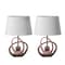 Quickway Imports 16-in. Ceramic Table Lamp, w/Silver and Pink Circular Stand and White Cotton Lampshade, 2PK QI004587.2 - alternate 1
